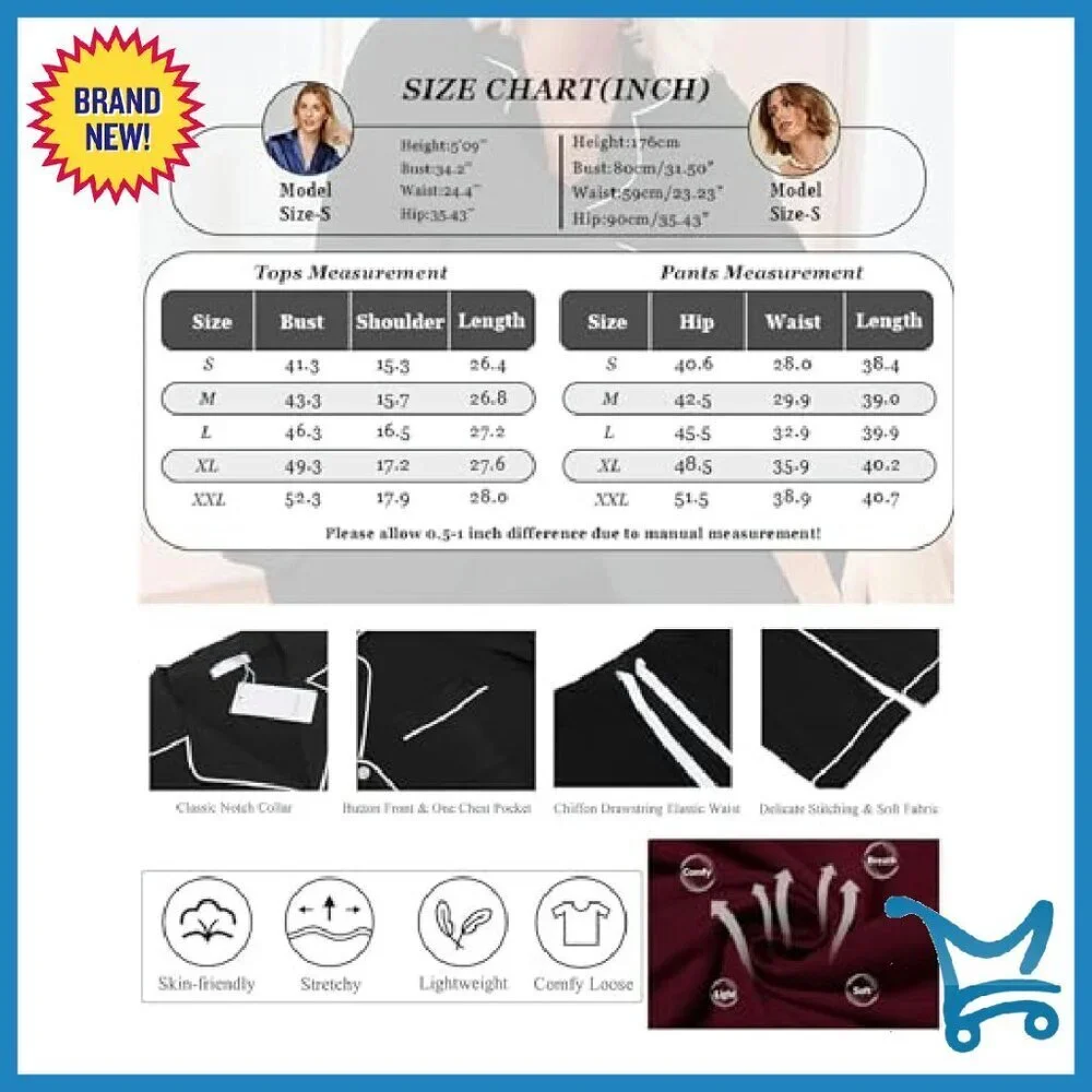Soft Long Sleeve Pajama Set Polyester Spandex S-XXL Sleepwear